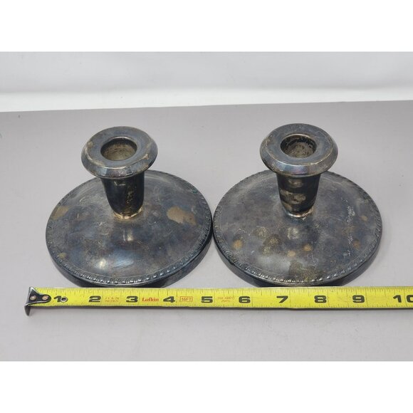 Pair‎ Of Sheffield Silver Co. EPC Candle Holders Vintage Tarnished - Picture 8 of 9